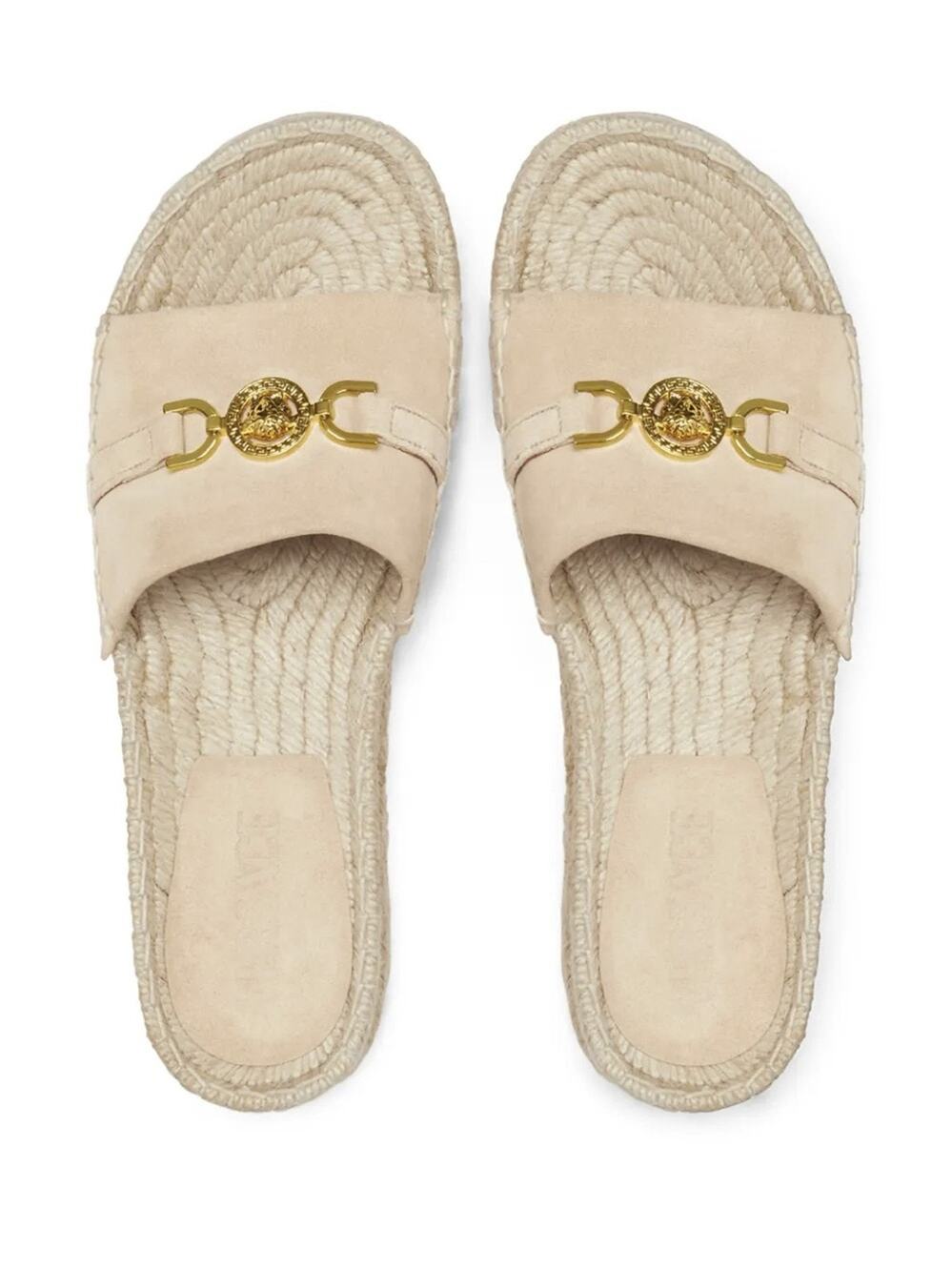 VERSACE Medusa '95 Suede Platform Espadrilles Mules Slides Sandals Size 38 Italy